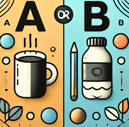 two products being compared in A/B style, simple