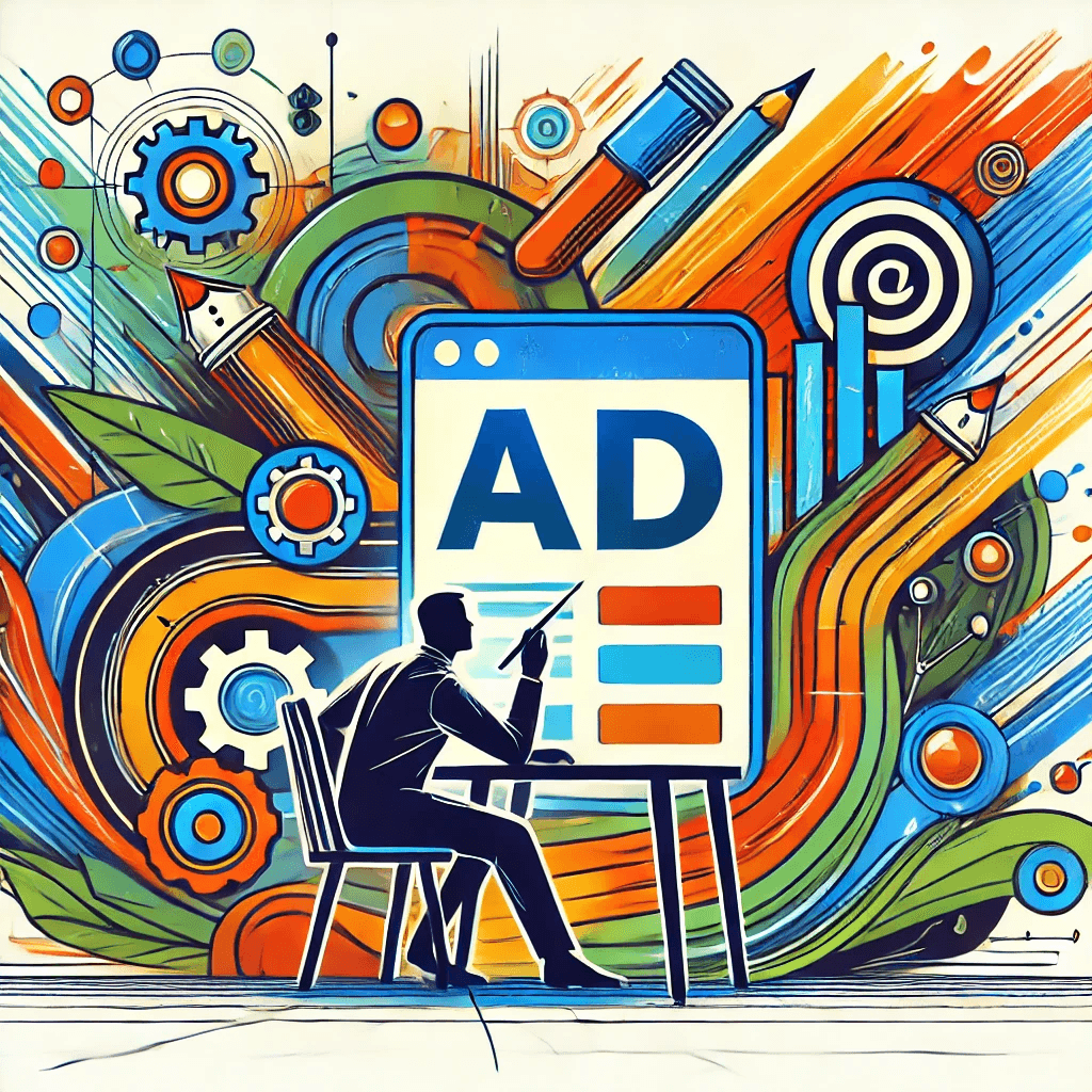 person creating an ad, abstract